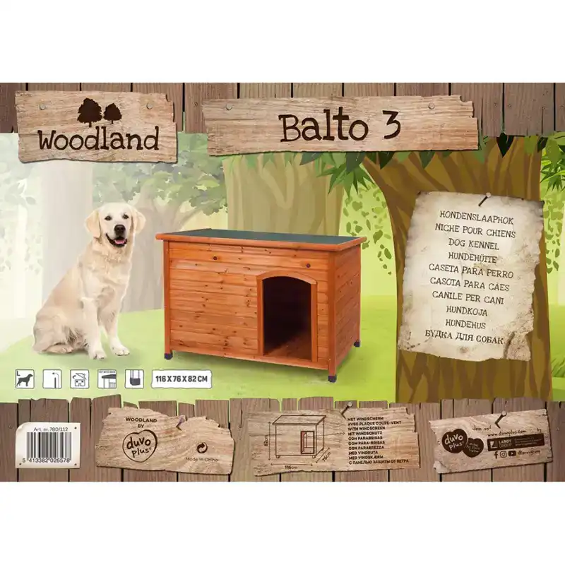 DUVOPLUS WOODLAND HONDENHOK BALOU 3 CLASSIC 116X76X82CM HOUT