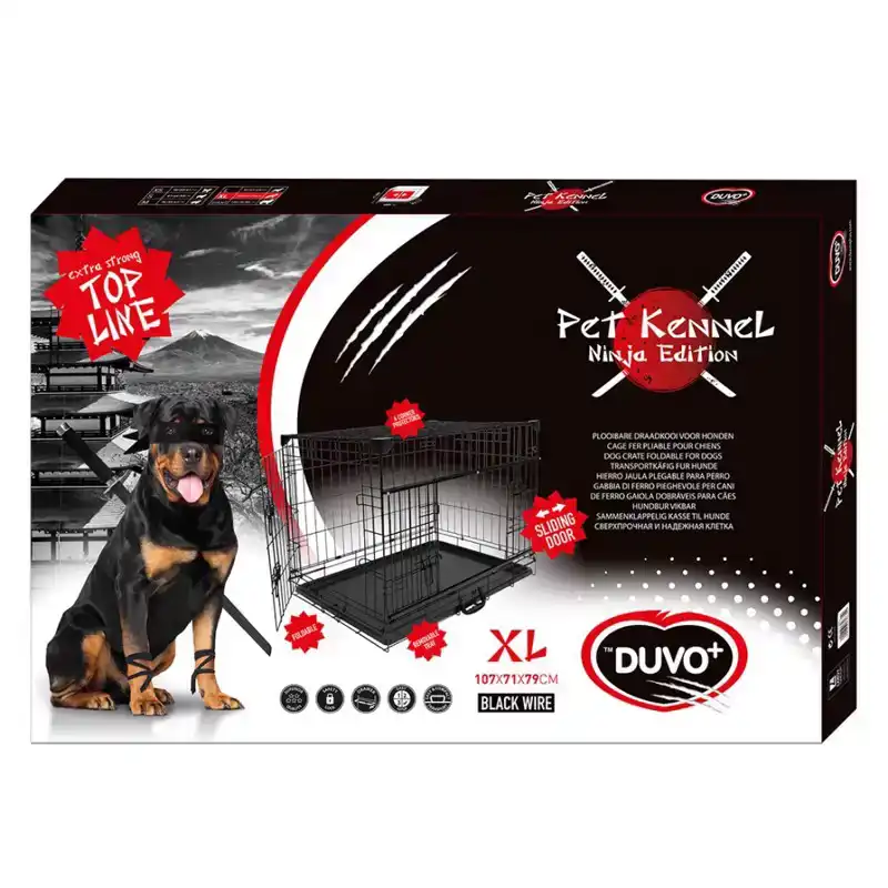 LR HUISKENNEL SCHUIFDEUR 107X71X79 CM ZWART