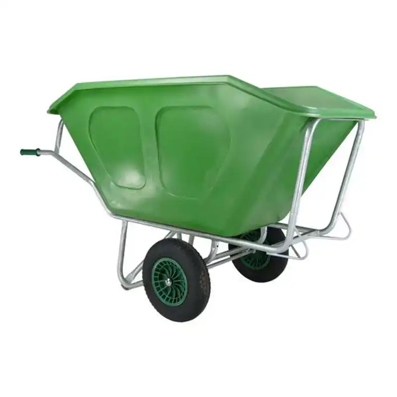 KRUIWAGEN FORT, 500L GROEN HDPE BAK, VERZ. ONDERSTEL 2-WIEL
