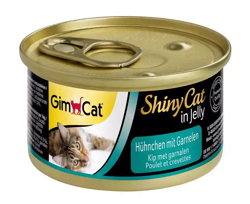 GIMCAT SHINYCAT IN JELLY KIP MET GARNALEN 70 GRAM GIMCAT