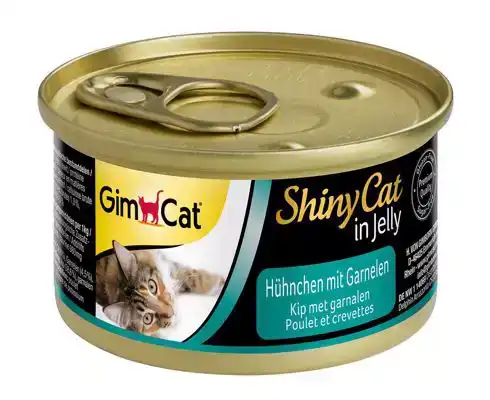 GIMCAT SHINYCAT IN JELLY KIP MET GARNALEN 70 GRAM GIMCAT