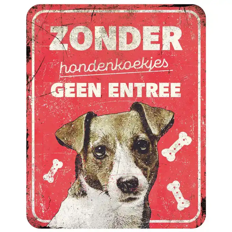 D&D WAARSCHUWINGSBORD JACK RUSSEL ROOD