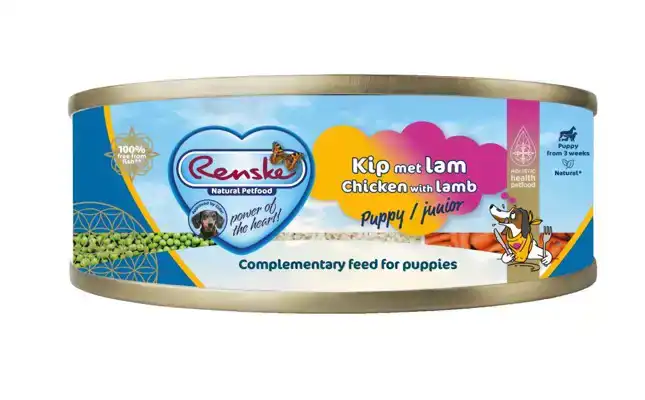 RENSKE HOND BLIK PUPPY KIP/LAM 95 GRAM