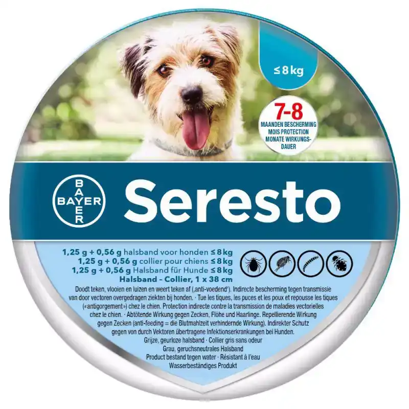 SERESTO VLOOIENBAND KLEINE HOND TOT 8KG