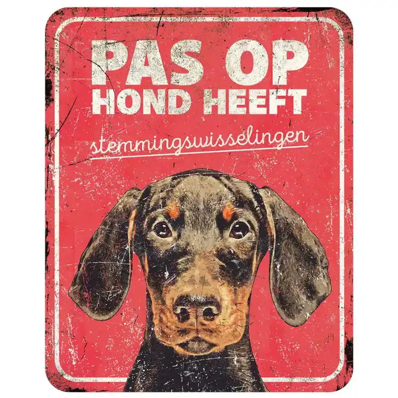 D&D WAARSCHUWINGSBORD DOBERMANN ROOD