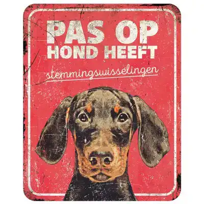 D&D WAARSCHUWINGSBORD DOBERMANN ROOD