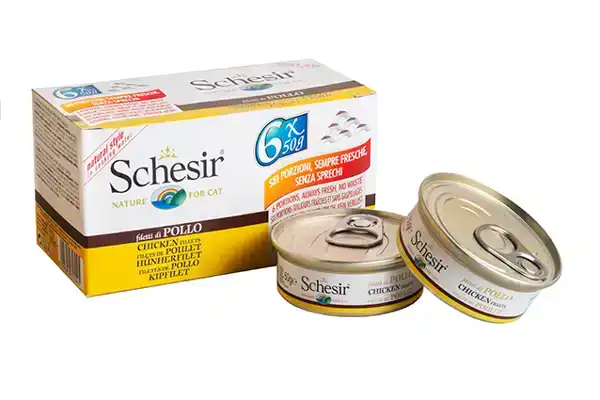 SCHESIR KAT MP BLIK KIP&RIJST NATUREL GELEI 6 X 50 GRAM