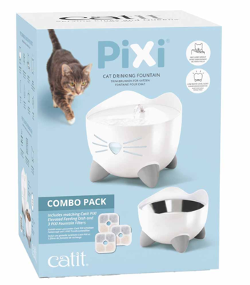 CA PIXI DRINKFONTEIN COMBO KIT 2L-200ML-20X20X17CM WIT