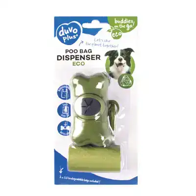 DUVOPLUS POEPZAKJES DISPENSER BEENTJE ECO 2X20ST GROEN