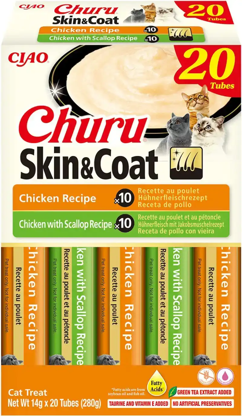 INABA CHURU SKIN & COAT MULTIPACK CHICKEN 20 ST.
