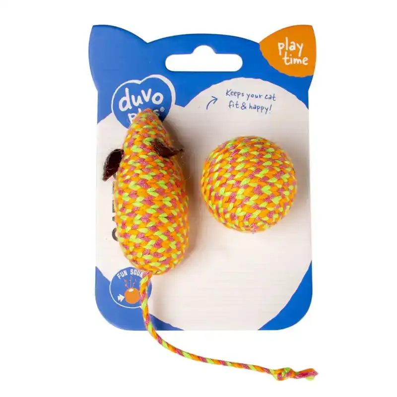 DUVO+ JOLLY ORANJE MUIS EN BAL 2PC - 17,5 CM