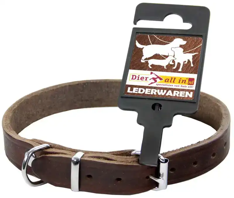 HALSBAND VETLEER BRUIN 12MM X 30CM