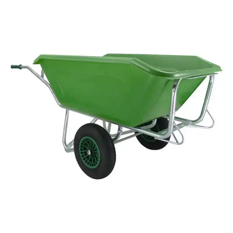 KRUIWAGEN FORT, 350L GROEN HDPE BAK, VERZ. ONDERSTEL 2-WIEL