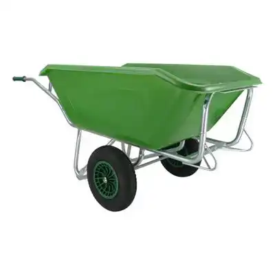 KRUIWAGEN FORT, 350L GROEN HDPE BAK, VERZ. ONDERSTEL 2-WIEL