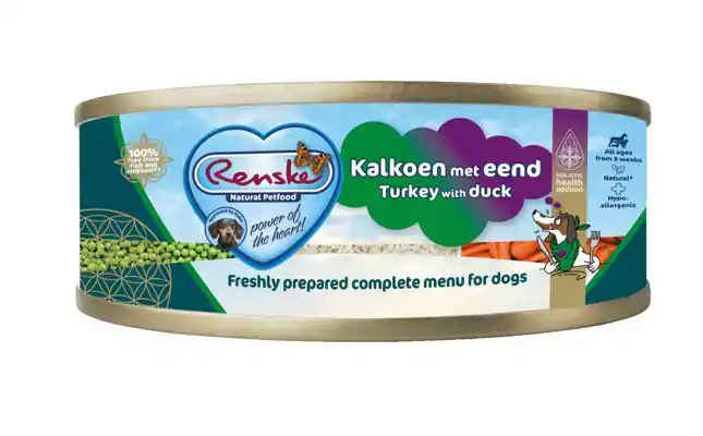 RENSKE HOND BLIK KALKOEN MET EEND 95 GRAM