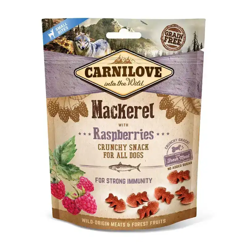 CARNILOVE CRUNCHY SNACK MACKEREL WITH RASPBERRIES 200GR