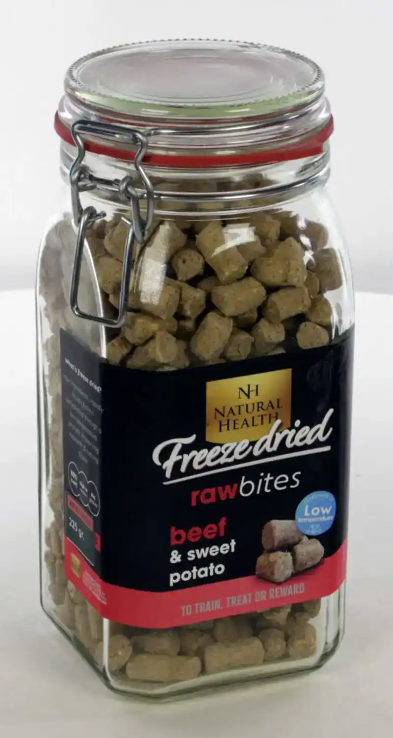 NH DOG RAW BITES FREEZE DRIED SNACK BEEF 225 GR.