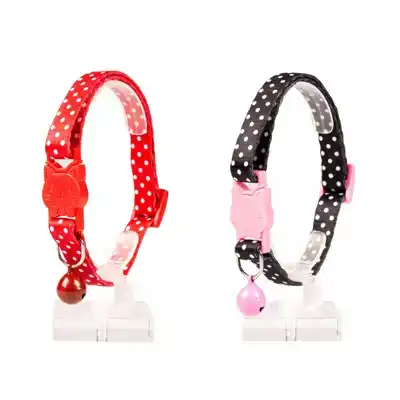 DUVO+ KATTENHALSBAND WITTE BOLLETJES ZWART/ROOD