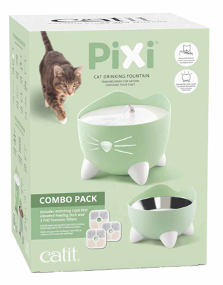 CA PIXI DRINKFONTEIN COMBO KIT 2L-200ML-20X20X17CM GROEN