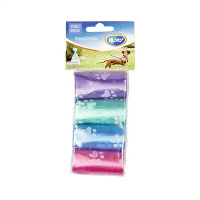 DUVO+ POEPZAKJES ROL 4X20 STUKS GEKLEURD POOTJES