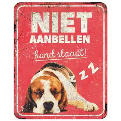 D&D WAARSCHUWINGSBORD BEAGLE ROOD