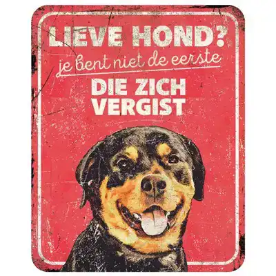 D&D WAARSCHUWINGSBORD ROTTWEILER ROOD