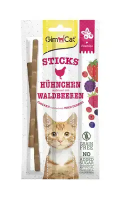 GIMCAT SUPERFOOD DUO-STICKS MET KIP & BOSVRUCHTENSMAAK GIMCAT