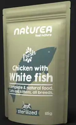 NATUREA CAT WET FOOD CHICKEN WHITE FISH 85 GR