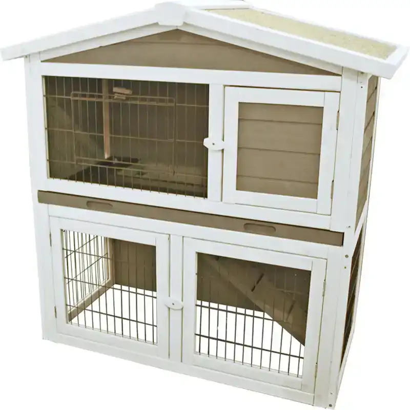 KONIJNENWONING MET LADE EN REN GRIJS/WIT 101 CM