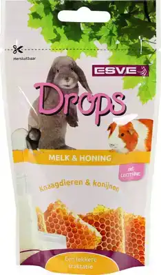 KNAAGDIER DROPS MELK EN HONING 75 GRAM