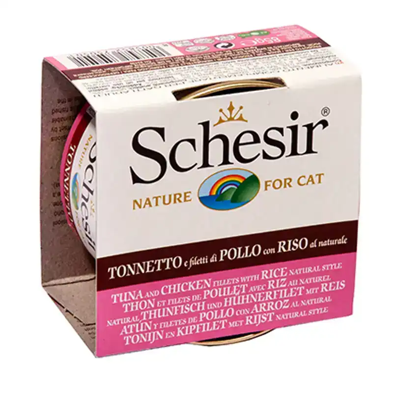 SCHESIR KAT BLIK TONIJN-KIP-RIJST NATUREL 85 GRAM