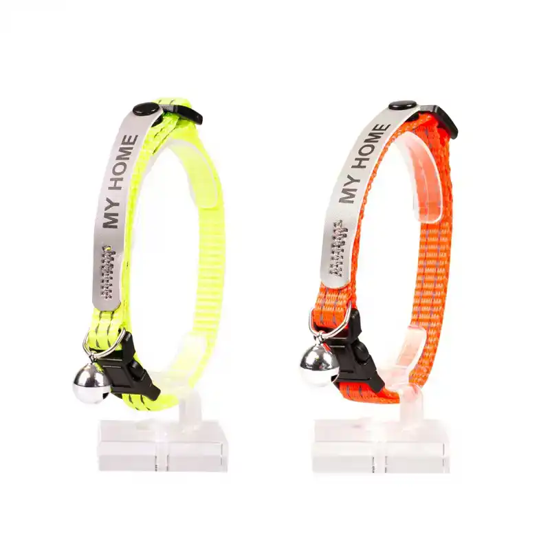 DUVO+ KATTENHALSBAND REFLECTEREND ADRESVAKJE ORANJE/GEEL