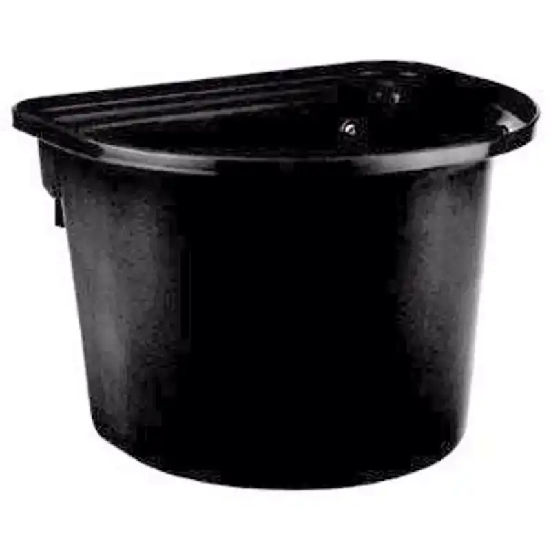 VOERBAK MET OPHANGHAKEN, HALFROND, ZWART 12L