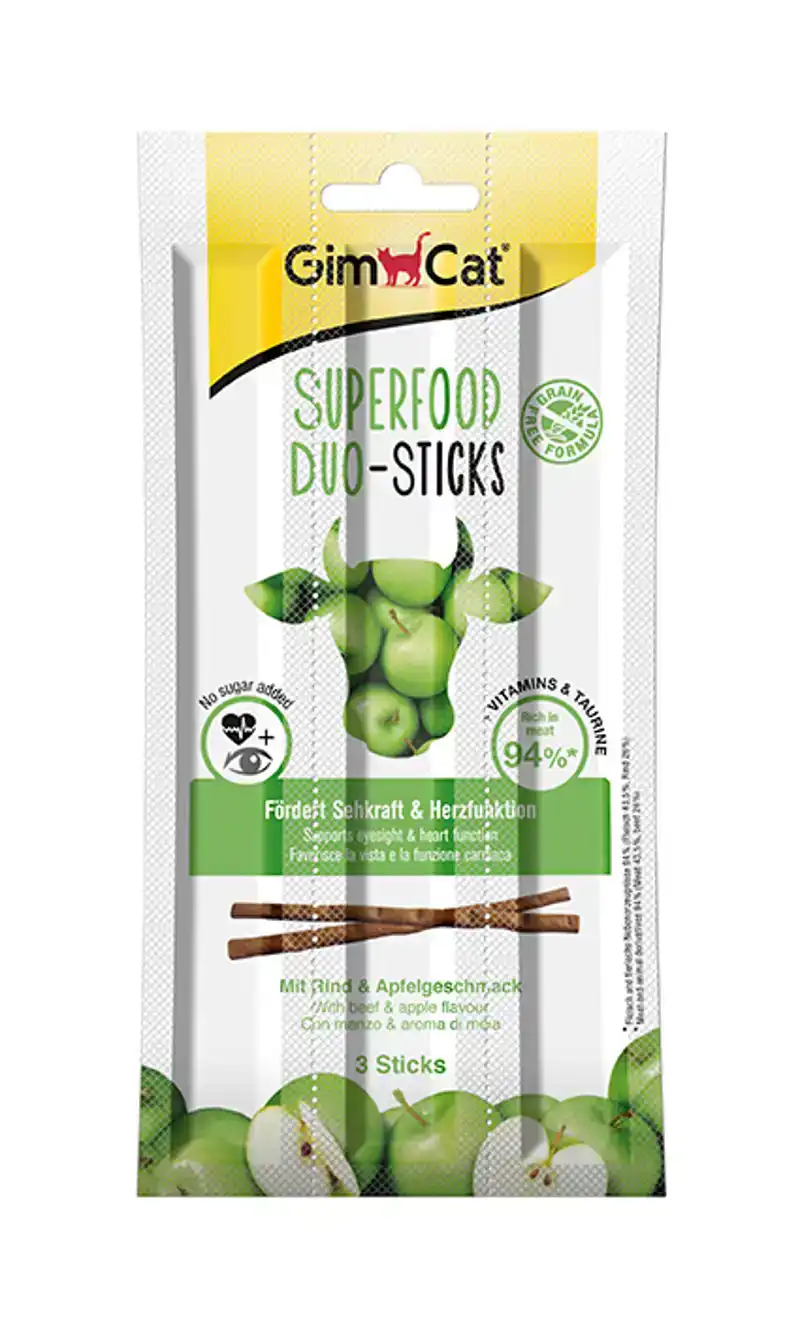 GIMCAT SUPERFOOD DUO-STICKS MET RUND & APPELSMAAK GIMCAT