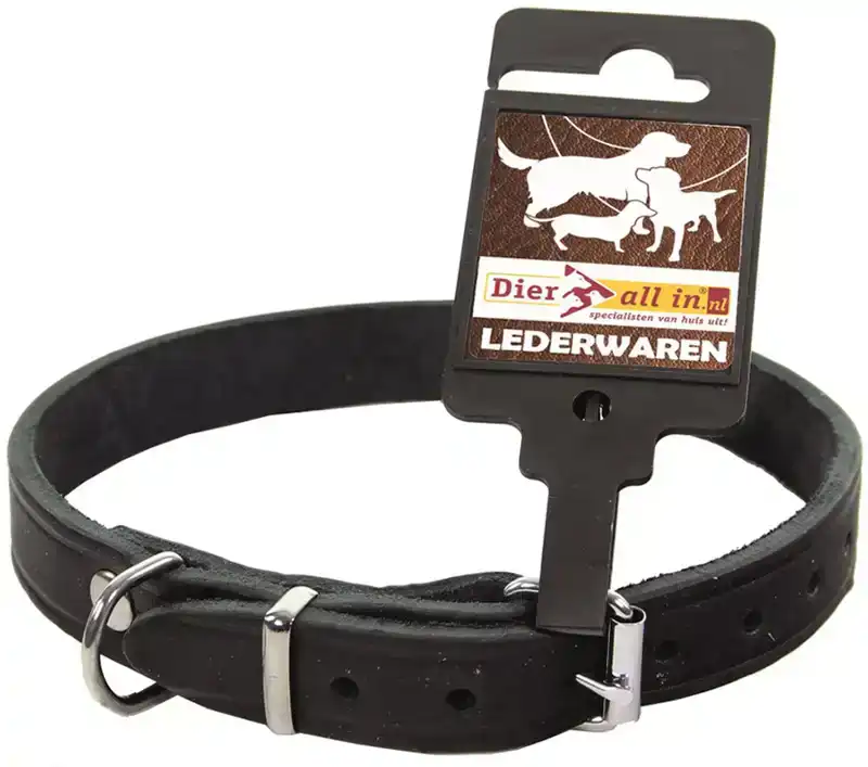 HALSBAND VETLEER ZWART 12MM X 35CM