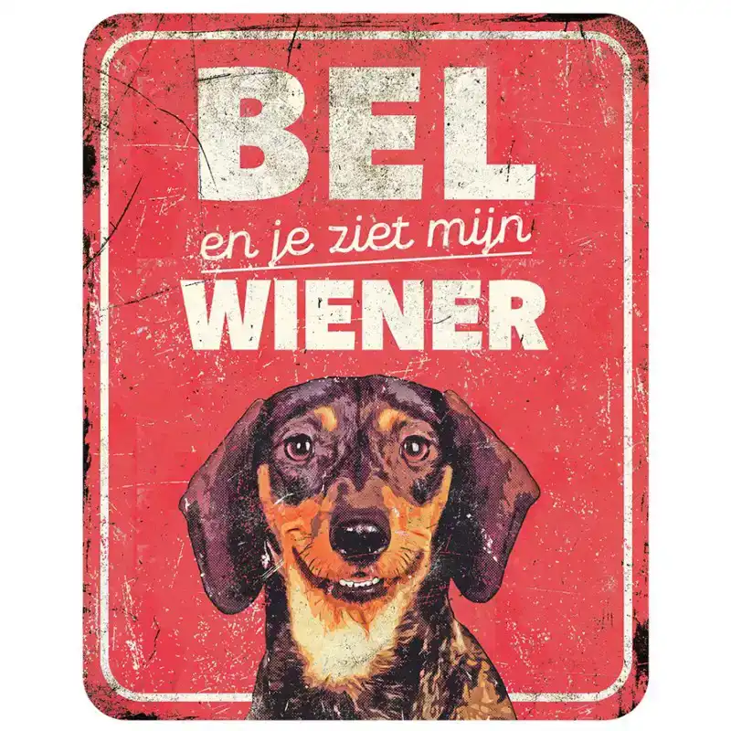 D&D WAARSCHUWINGSBORD DACHSHUND ROOD