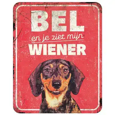 D&D WAARSCHUWINGSBORD DACHSHUND ROOD