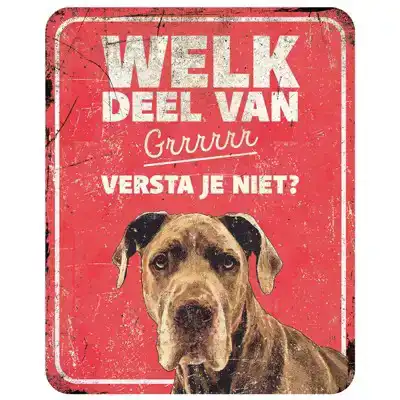 D&D WAARSCHUWINGSBORD DANISH DOG ROOD