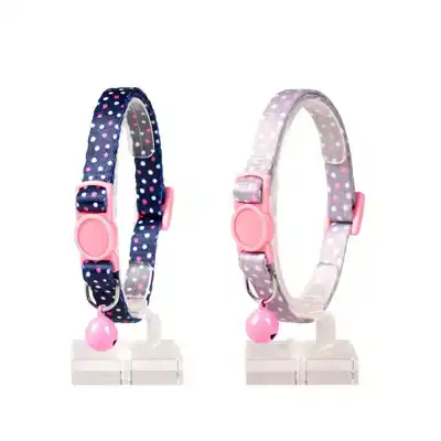 DUVO+ KATTENHALSBAND BOLLETJES BLAUW/BEIGE