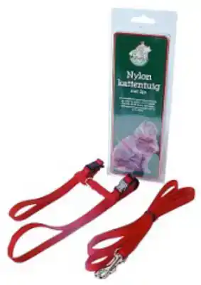 NYLON KATTENTUIG MET LIJN ROOD