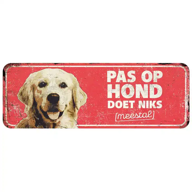 D&D WAARSCHUWINGSBORD GOLDEN RETRIEVER ROOD