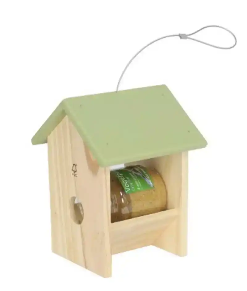 BOON PINDAKAASPOTHDR HOUT HANGBAAR GROEN DAK 16CM