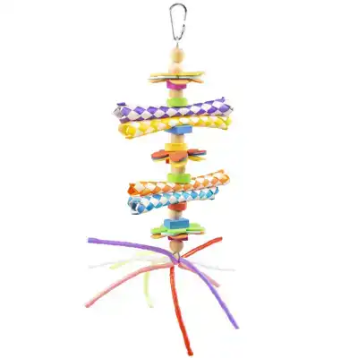 DUVO+ VOGELSPEELGOED KLEURRIJKE HANGER MET PLASTIC SPEELTJES